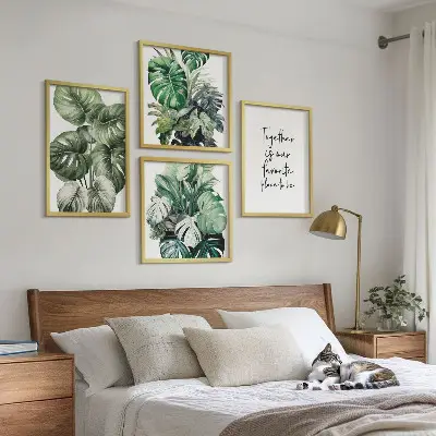 Wanddeko-Set mit grünen tropischen Blättern