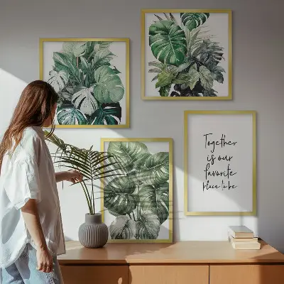 Wanddeko-Set mit grünen tropischen Blättern