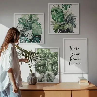 Wanddeko-Set mit grünen tropischen Blättern