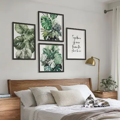 Wanddeko-Set mit grünen tropischen Blättern