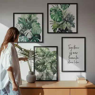 Wanddeko-Set mit grünen tropischen Blättern