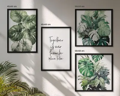 Wanddeko-Set mit grünen tropischen Blättern