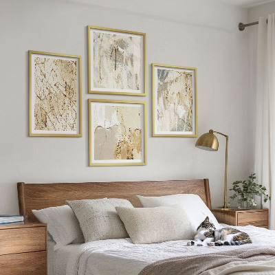 Polyptychon mit rahmen Beige abstrakte Formen Linien
