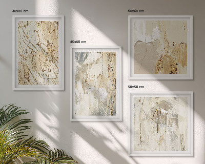 Polyptychon mit rahmen Beige abstrakte Formen Linien