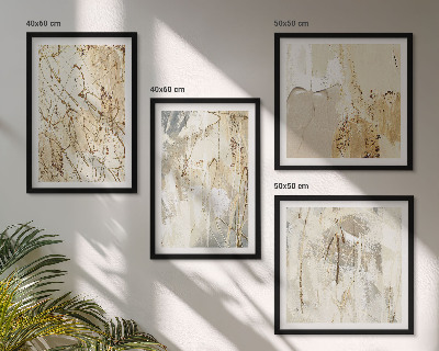 Polyptychon mit rahmen Beige abstrakte Formen Linien