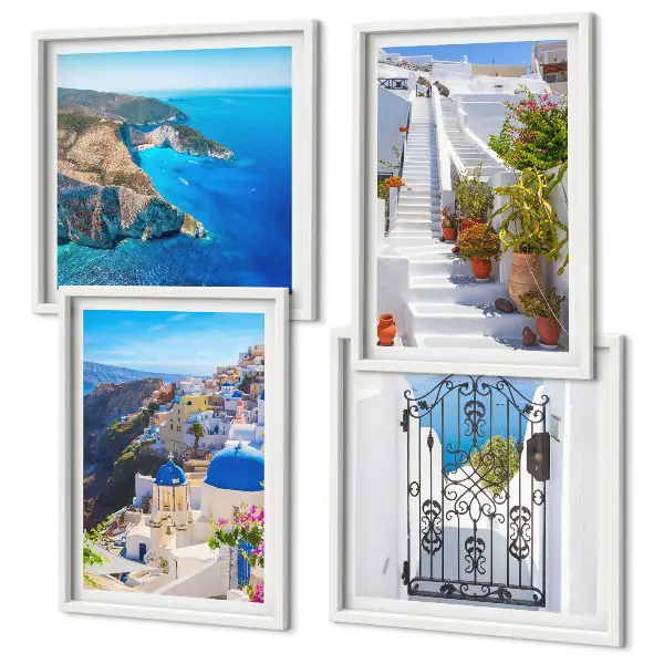Wanddeko-Set griechische Architektur auf Santorin in Oia