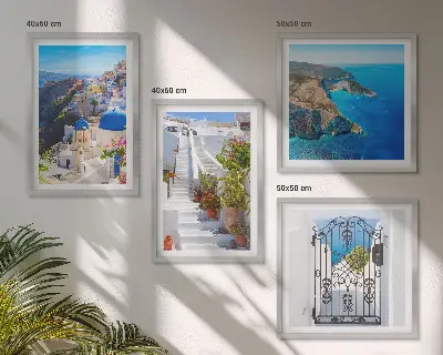 Wanddeko-Set griechische Architektur auf Santorin in Oia
