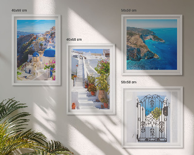 Wanddeko-set Griechische Architektur auf Santorin, Oia