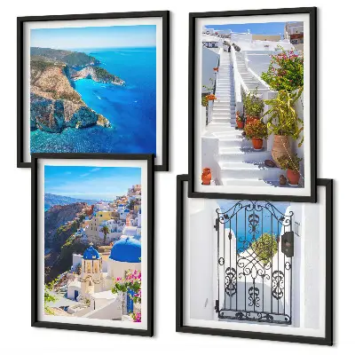 Wanddeko-Set griechische Architektur auf Santorin in Oia