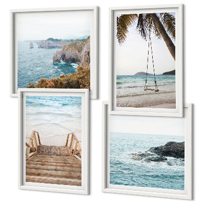 Wanddeko-set Treppe, Strand, Meerblick, Schaukel