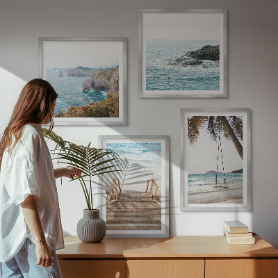 Wanddeko-set Treppe, Strand, Meerblick, Schaukel