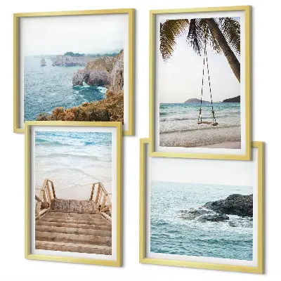 Wanddeko-Set mit Treppen-, Strand- und Meerblick-Motiven sowie Schaukel
