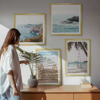 Wanddeko-set Treppe, Strand, Meerblick, Schaukel