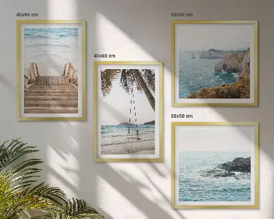Wanddeko-Set mit Treppen-, Strand- und Meerblick-Motiven sowie Schaukel