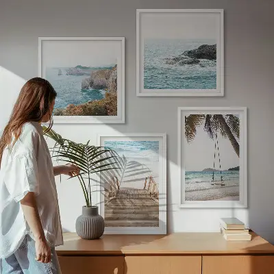 Wanddeko-Set mit Treppen-, Strand- und Meerblick-Motiven sowie Schaukel
