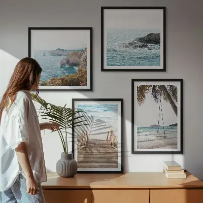 Wanddeko-Set mit Treppen-, Strand- und Meerblick-Motiven sowie Schaukel
