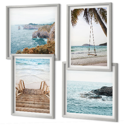 Wanddeko-set Treppe, Strand, Meerblick, Schaukel