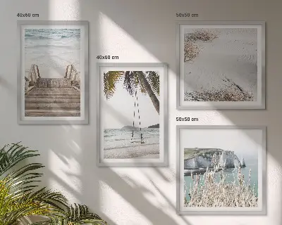 Strandtreppe Schaukel Meer als Polyptychon mit Rahmen
