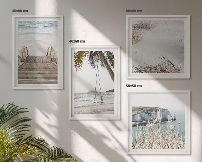 Strandtreppe Schaukel Meer als Polyptychon mit Rahmen