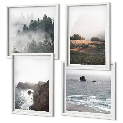 Wanddeko-Set mit Landschaften aus Bergen und Meer