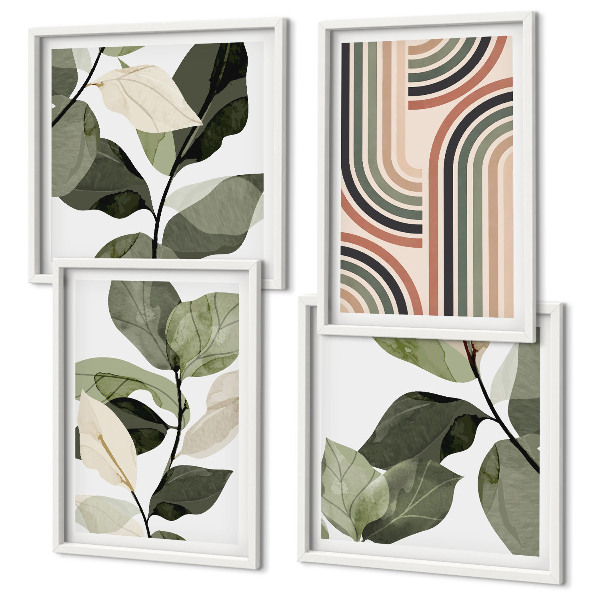 Wanddeko-set Geometrische Pflanzenmotive