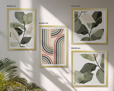 Wanddeko-set Geometrische Pflanzenmotive
