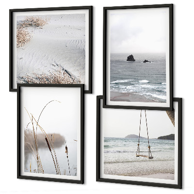 Polyptychon mit rahmen Vegetation am Wasser im Sommer