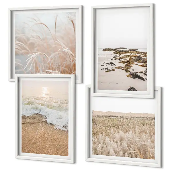 Wanddeko-Set Strandwellen mit Steinen im Sommerdesign
