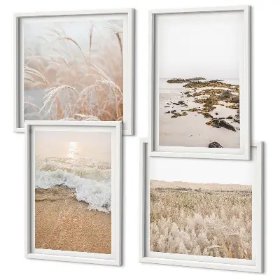 Wanddeko-Set Strandwellen mit Steinen im Sommerdesign