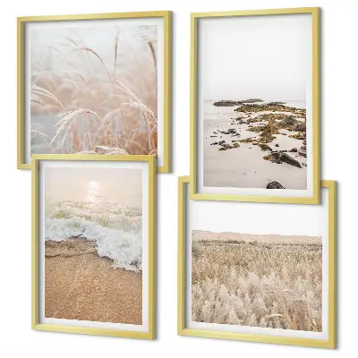 Wanddeko-Set Strandwellen mit Steinen im Sommerdesign