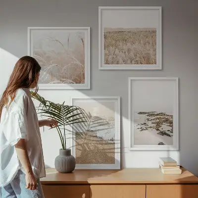 Wanddeko-Set Strandwellen mit Steinen im Sommerdesign