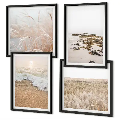 Wanddeko-Set Strandwellen mit Steinen im Sommerdesign