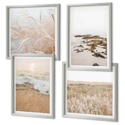 Wanddeko-Set Strandwellen mit Steinen im Sommerdesign