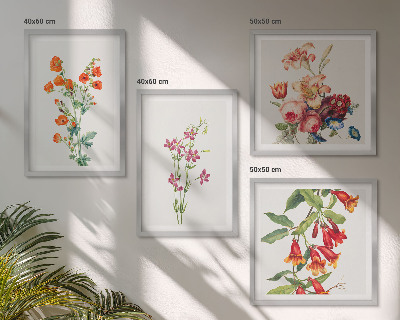 Wanddeko-set Blumenmalerei im Retro-Stil