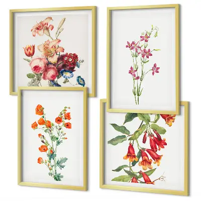 Wanddeko-Set Blumenmalerei im Retro-Stil
