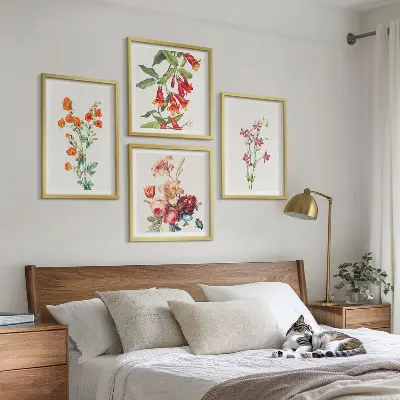 Wanddeko-Set Blumenmalerei im Retro-Stil
