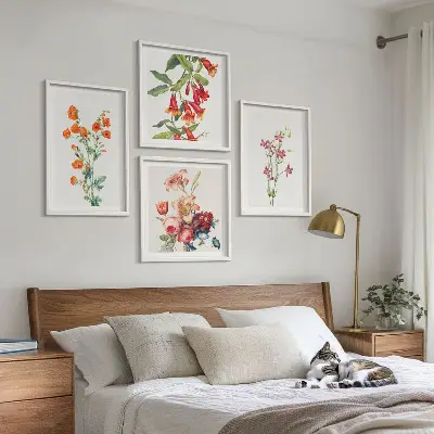 Wanddeko-Set Blumenmalerei im Retro-Stil