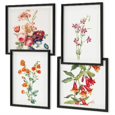 Wanddeko-Set Blumenmalerei im Retro-Stil