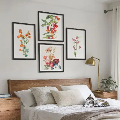 Wanddeko-Set Blumenmalerei im Retro-Stil