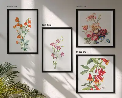 Wanddeko-Set Blumenmalerei im Retro-Stil