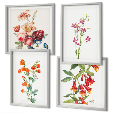 Wanddeko-set Blumenmalerei im Retro-Stil