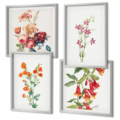 Wanddeko-Set Blumenmalerei im Retro-Stil