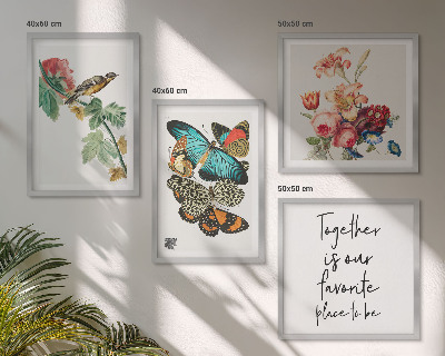 Wanddeko-set Blumen, Schmetterlinge, Vögel, Pastellfarben