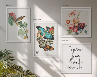 Wanddeko-set Blumen, Schmetterlinge, Vögel, Pastellfarben