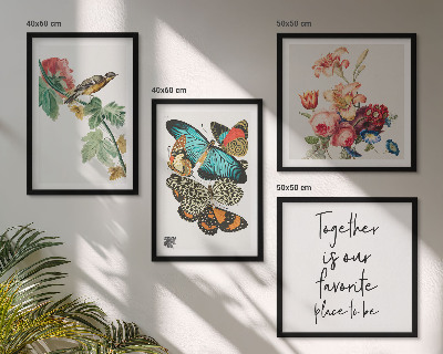 Wanddeko-set Blumen, Schmetterlinge, Vögel, Pastellfarben