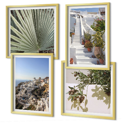 Wanddeko-set Weiße Treppe mit Blick auf Santorini