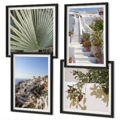 Wanddeko-set Weiße Treppe mit Blick auf Santorini