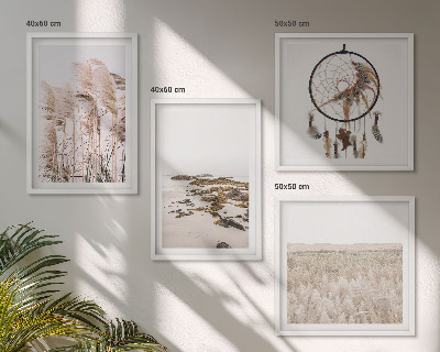 Polyptychon mit rahmen Wiesen, Strand, Boho-Stil