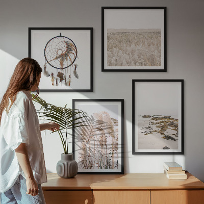 Polyptychon mit rahmen Wiesen, Strand, Boho-Stil