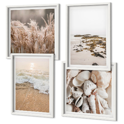 Wanddeko-set Strandgras, Wellen, Steine, Boho-Stil